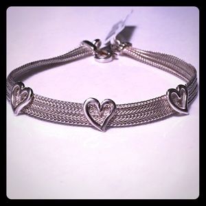 Sterling Silver Hearts Mesh Bracelet 925 NWT